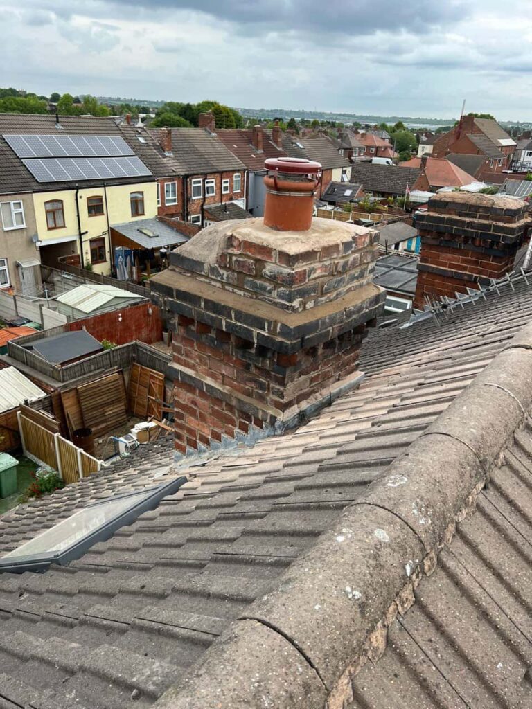 This is a photo taken from a roof which is being repaired by Hedge End Roofing Repairs, it shows a street of houses, and their roofs